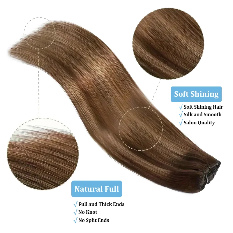 Clip in Hair Extensions 100% Unprocessed Straight Human Hair Piano color 4/27 Clip 8pcs 120g Double Weft Human Hair For Woman Clip in Hair Extensions 100% Unprocessed Straight Human Hair Piano color 4/27 Clip 8pcs 120g Double Weft Human Hair For Woman