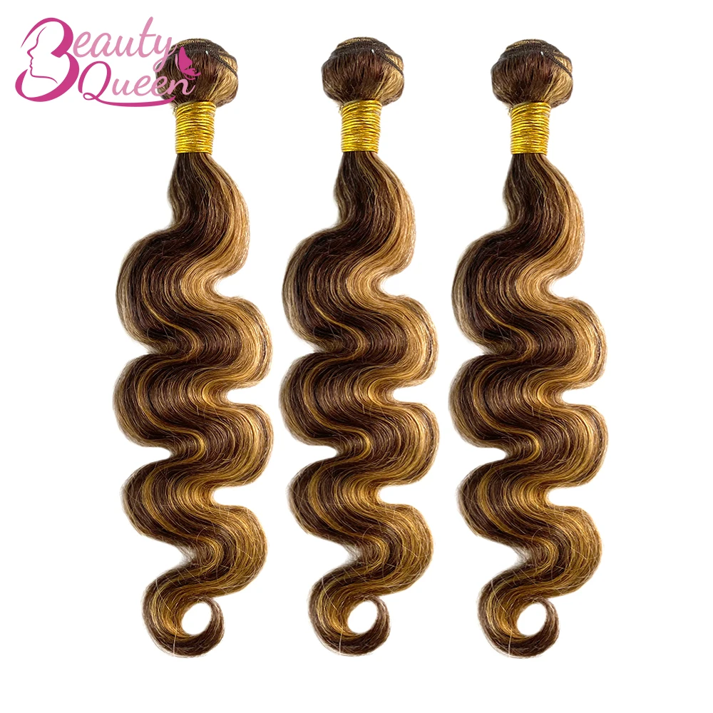 Body Wave Highlight Human Hair Bundles Brazilian 30inch Brazilian 100% Human Hair Weave 1/3 Bundles For Women 4/27 Ombre Colored