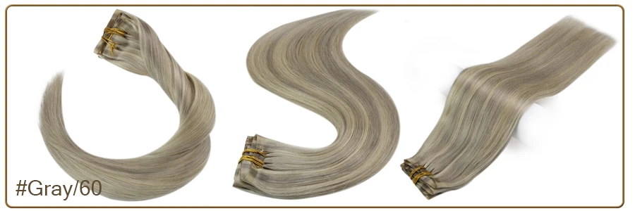 Full Shine Seamless Clip On Natural Human Hair Extension 8Pcs100g PU Clip Ombre Blond Color Skin Weft  Machine Remy For Women