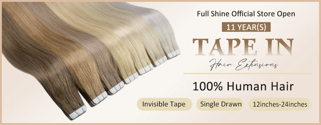 Full Shine Natural Hair Tape in Extensions 100% Remy Human Hair Ombre 40pcs 100g Balayage Seamless Blonde Glue On Hair For Woman