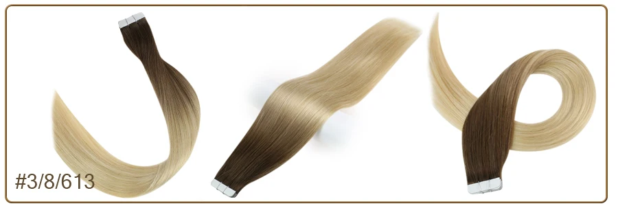 Full Shine Natural Hair Tape in Extensions 100% Remy Human Hair Ombre 40pcs 100g Balayage Seamless Blonde Glue On Hair For Woman