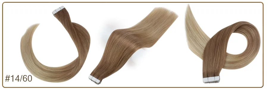 Full Shine Natural Hair Tape in Extensions 100% Remy Human Hair Ombre 40pcs 100g Balayage Seamless Blonde Glue On Hair For Woman
