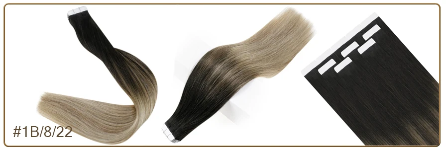 Full Shine Natural Hair Tape in Extensions 100% Remy Human Hair Ombre 40pcs 100g Balayage Seamless Blonde Glue On Hair For Woman