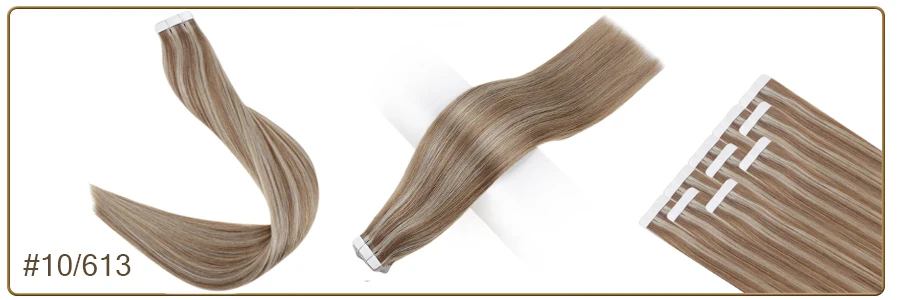 Full Shine Natural Hair Tape in Extensions 100% Remy Human Hair Ombre 40pcs 100g Balayage Seamless Blonde Glue On Hair For Woman