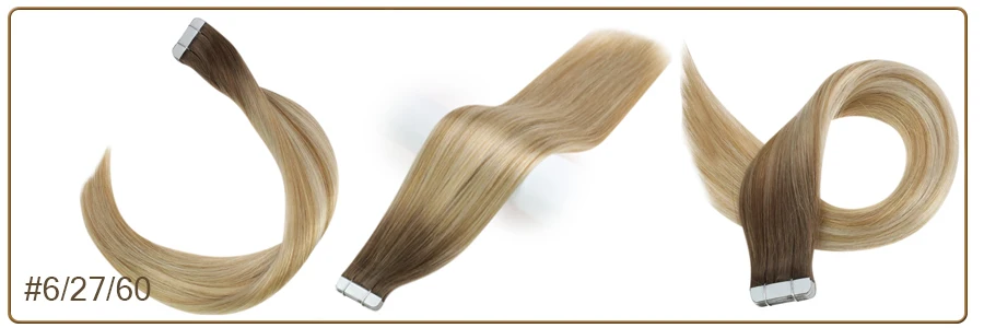 Full Shine Natural Hair Tape in Extensions 100% Remy Human Hair Ombre 40pcs 100g Balayage Seamless Blonde Glue On Hair For Woman