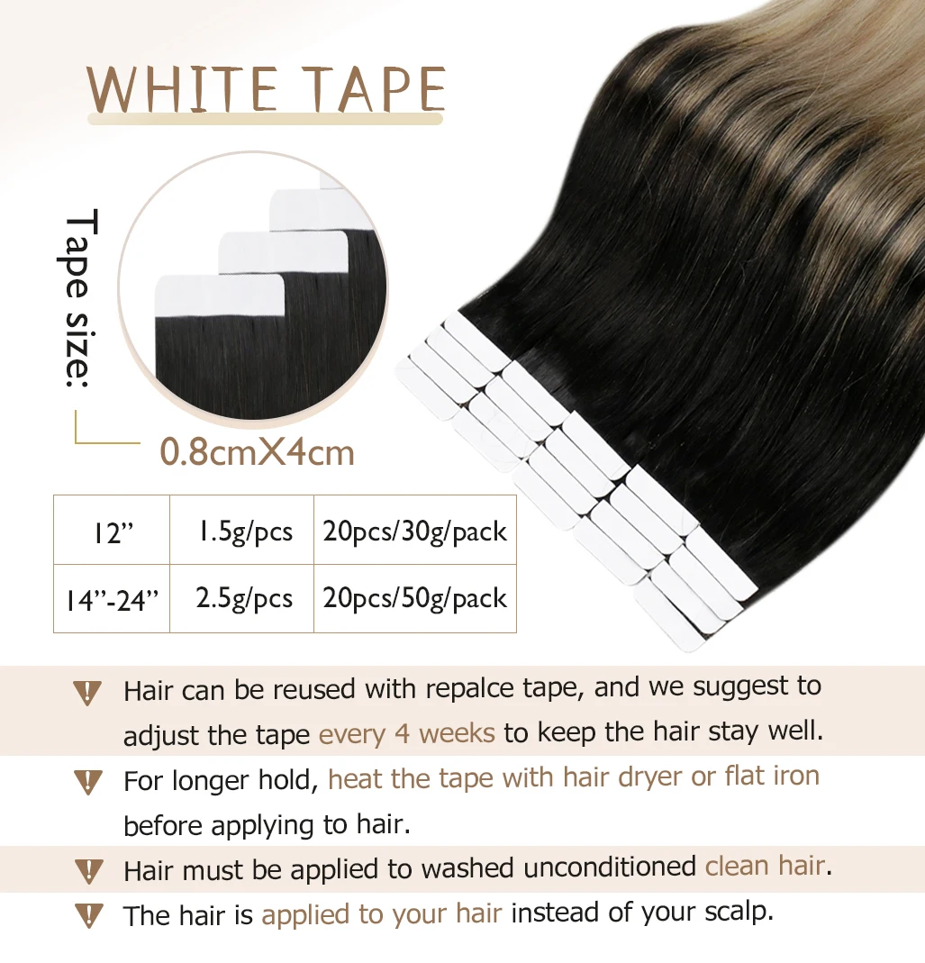 Full Shine Natural Hair Tape in Extensions 100% Remy Human Hair Ombre 40pcs 100g Balayage Seamless Blonde Glue On Hair For Woman