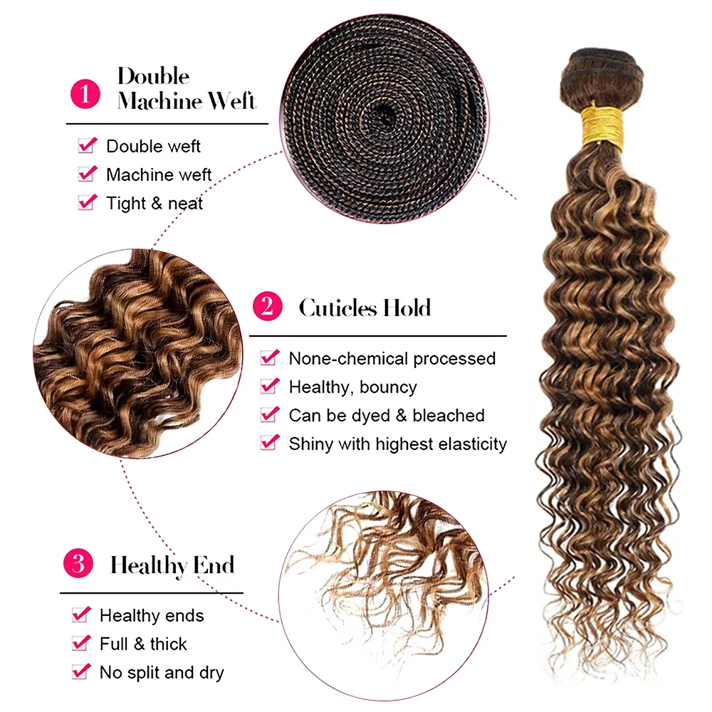 4/27 Color Deep Wave Human Hair Bundles 100% Raw Human Hair Highlight Hair Weaving 1/3/4 Bundles Deals For Women Hair Extensions 4/27 Color Deep Wave Human Hair Bundles 100% Raw Human Hair Highlight Hair Weaving 1/3/4 Bundles Deals For Women Hair Extensions