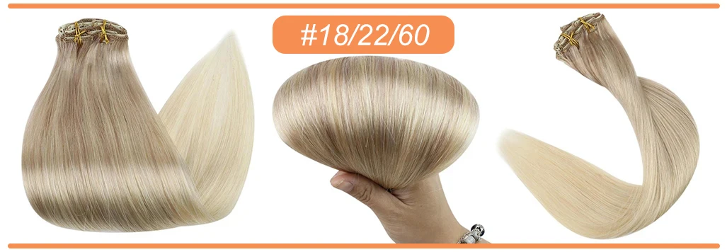 Full Shine Human Hair Extensions Clip in Hair Extensions Remy Hair 7PCS 105g Double Weft Hair Extensions Human Hair For Woman