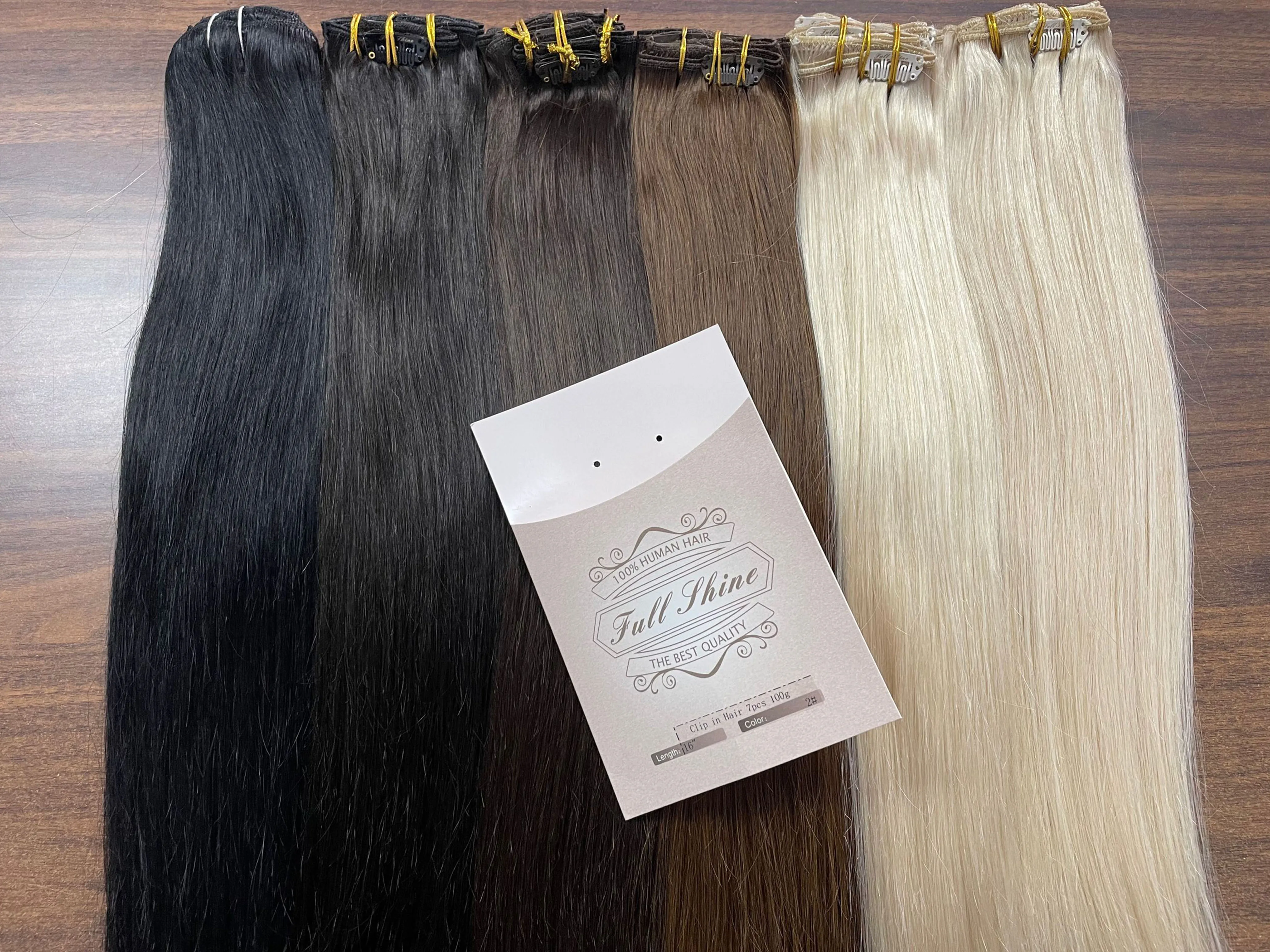 Full Shine Human Hair Extensions Clip in Hair Extensions Remy Hair 7PCS 105g Double Weft Hair Extensions Human Hair For Woman
