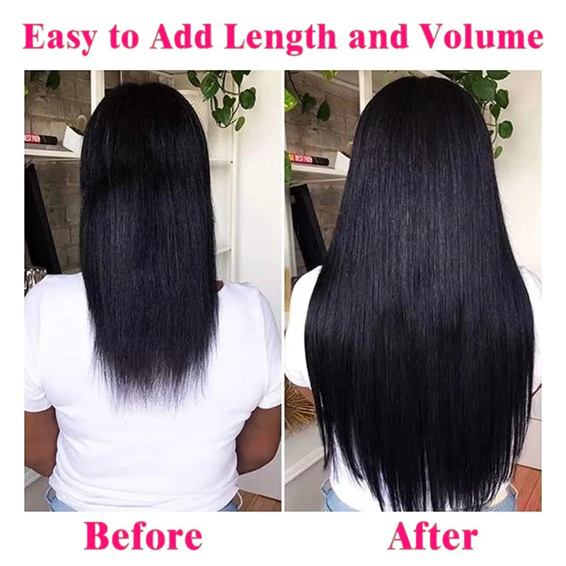 Brown Clip In Hair Extensions Real Human Hair Brazilian For Women Straight Hair 8pcs 120gram Remy Human Hair Thick Silky  Soft