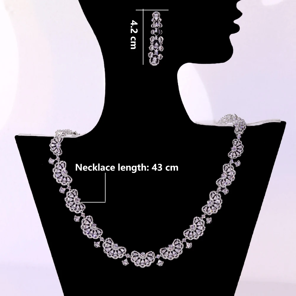 New Design Nigeria 2pcs Bridal Zirconia Jewelry Sets For Women Party ,Luxury Dubai   Wedding CZ Necklaces Accessory Girl Gift