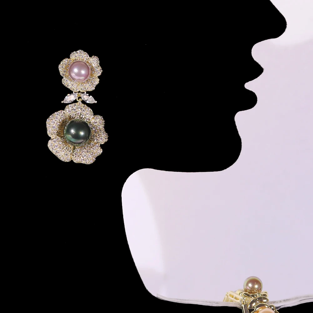 High Quality Zircon Pearls Jewelry sets Luxury Designer Flower Necklace Women Sparkling Dubai Bridal Party Costume Accessories