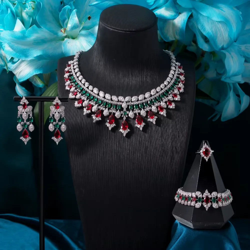 Women's necklace set cubic zirconia bridal jewelry Dubai wedding engagement party holiday jewelry accessories Women's necklace set cubic zirconia bridal jewelry Dubai wedding engagement party holiday jewelry accessories