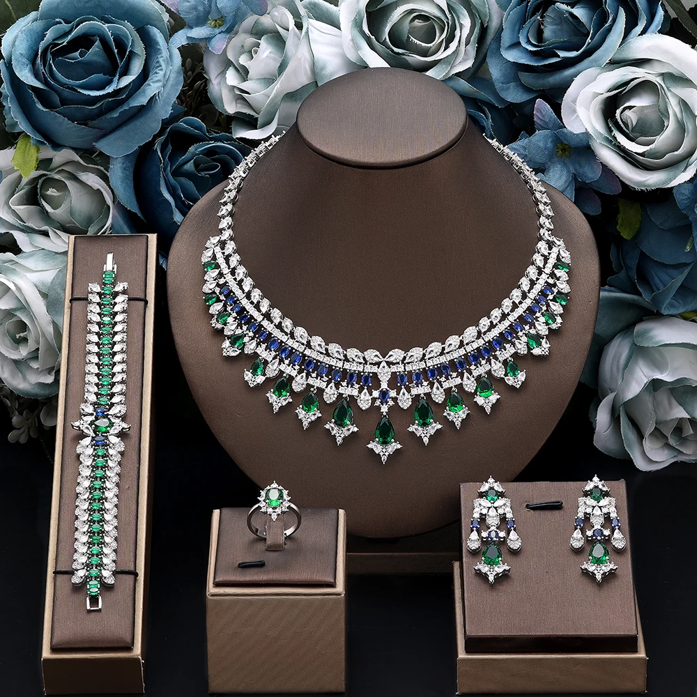 Women's necklace set cubic zirconia bridal jewelry Dubai wedding engagement party holiday jewelry accessories Women's necklace set cubic zirconia bridal jewelry Dubai wedding engagement party holiday jewelry accessories