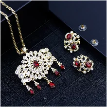 Sunspicems Arabic Jewelry Sets Morocco Choker Necklace Dangler Earring Bracelet Ring Gold Color Ethnic Women Charm Bijoux