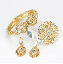 Sunspicems Arabic Jewelry Sets Morocco Choker Necklace Dangler Earring Bracelet Ring Gold Color Ethnic Women Charm Bijoux