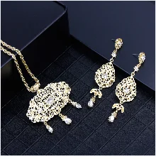 Sunspicems Arabic Jewelry Sets Morocco Choker Necklace Dangler Earring Bracelet Ring Gold Color Ethnic Women Charm Bijoux