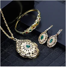 Sunspicems Arabic Jewelry Sets Morocco Choker Necklace Dangler Earring Bracelet Ring Gold Color Ethnic Women Charm Bijoux
