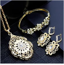 Sunspicems Arabic Jewelry Sets Morocco Choker Necklace Dangler Earring Bracelet Ring Gold Color Ethnic Women Charm Bijoux