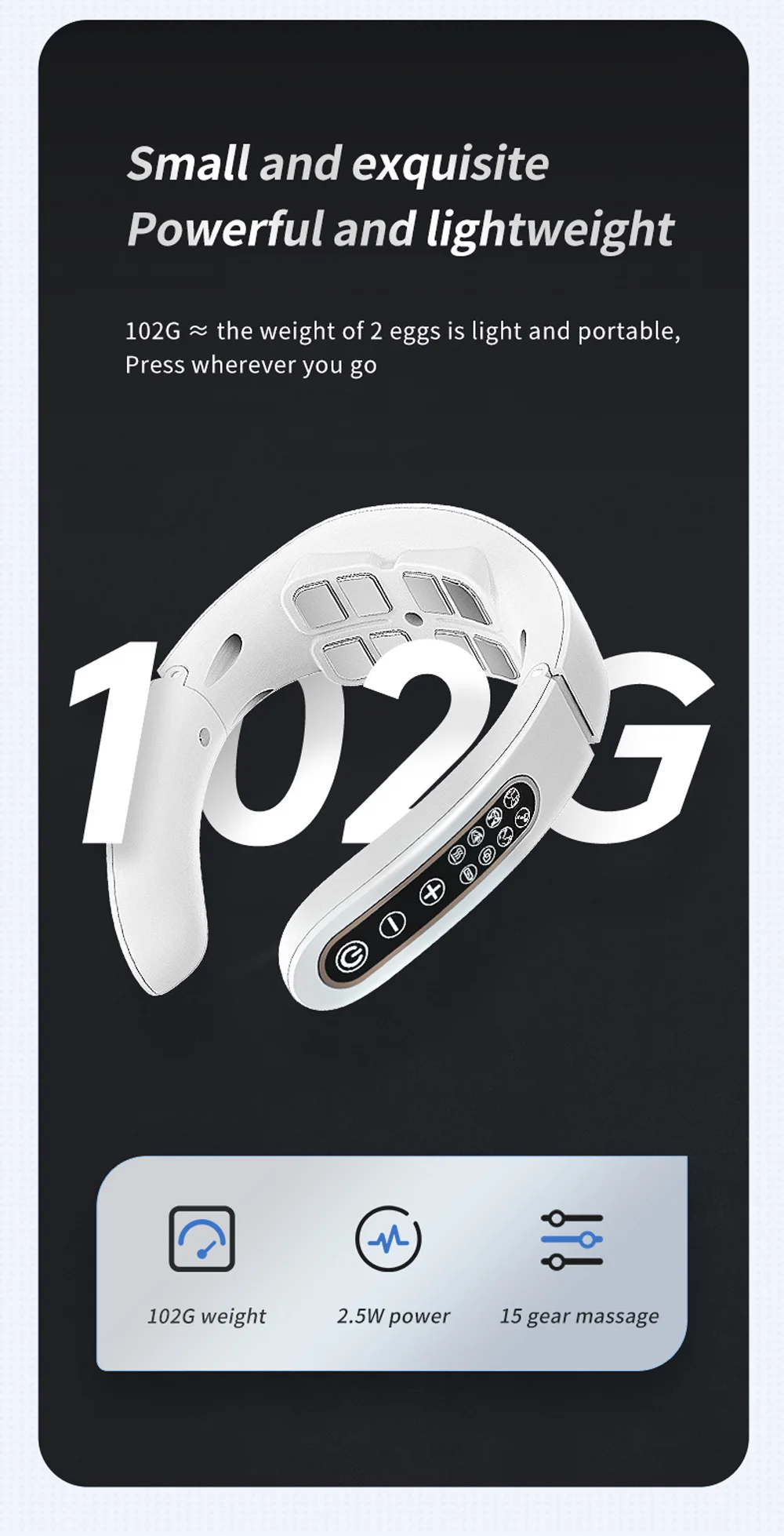 Electric Neck Massager EMS Pulse Rechargeable USB Cervical Traction Therapy Massage Stimulator Pain Relief Heating Function