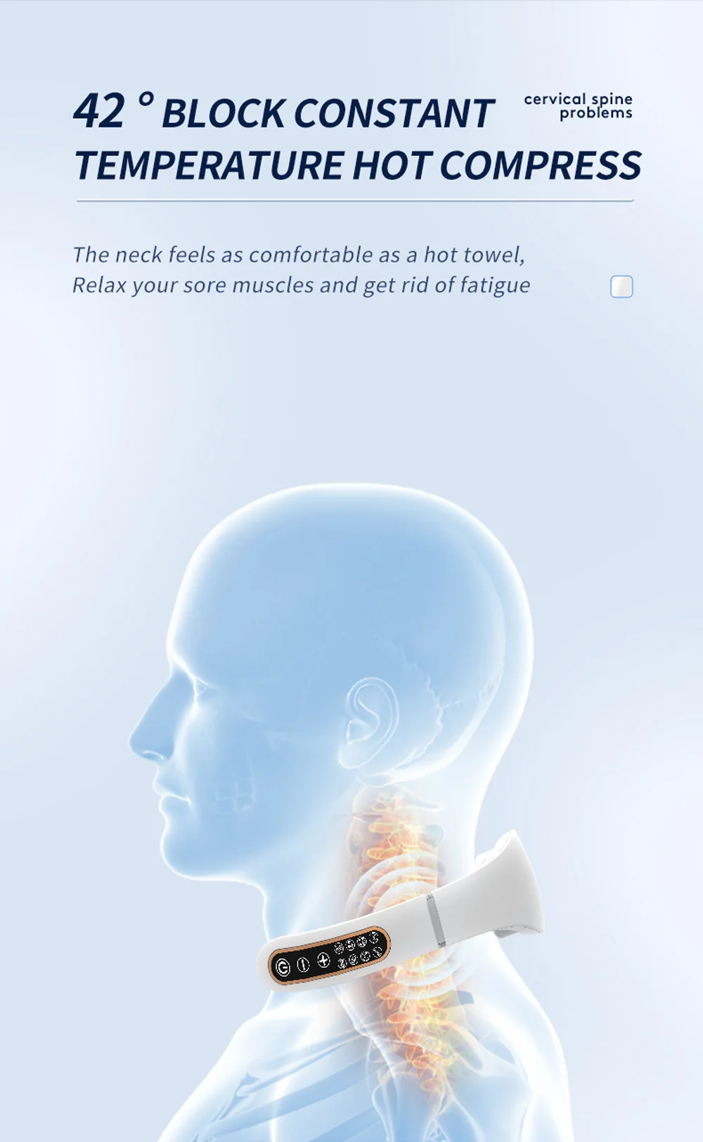 Electric Neck Massager EMS Pulse Rechargeable USB Cervical Traction Therapy Massage Stimulator Pain Relief Heating Function