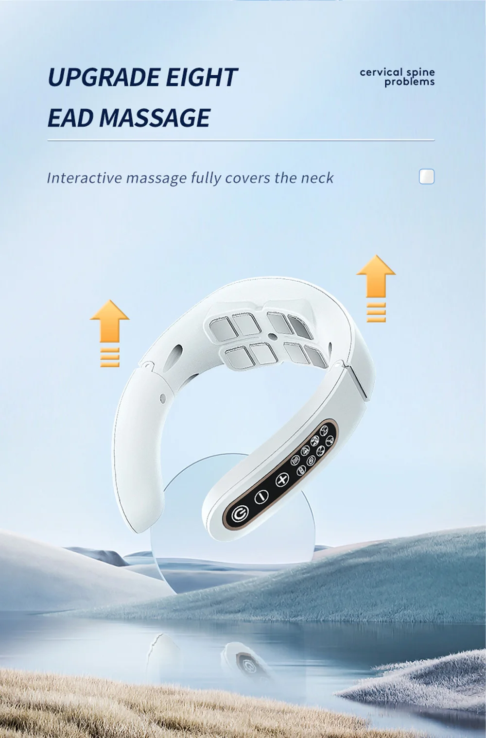 Electric Neck Massager EMS Pulse Rechargeable USB Cervical Traction Therapy Massage Stimulator Pain Relief Heating Function