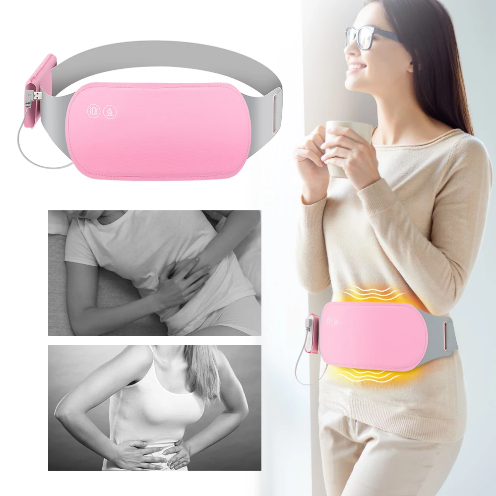 Electric Period Cramp Massager Vibrating Heating Belt for Menstrual Waist Stomach Abdominal Warm Palace Belt