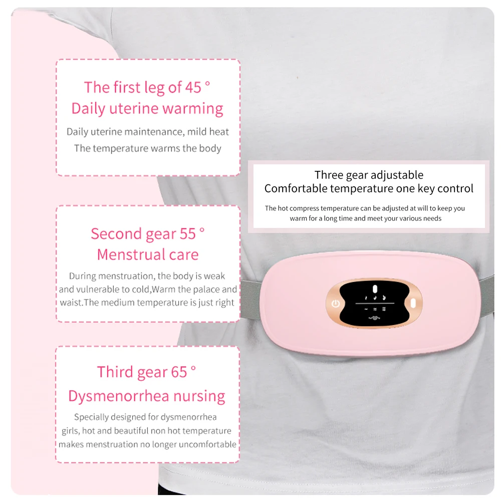 Electric Period Cramp Massager Vibrating Heating Belt for Menstrual Waist Stomach Abdominal Warm Palace Belt
