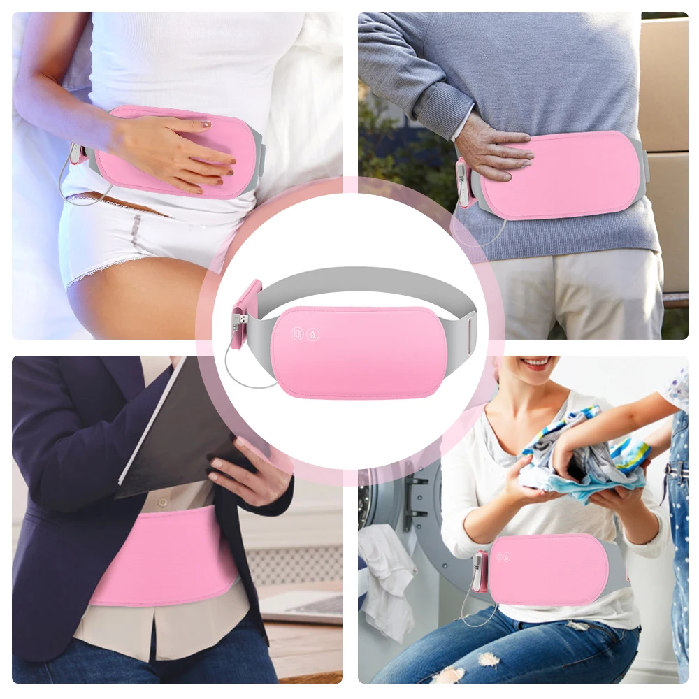 Electric Period Cramp Massager Vibrating Heating Belt for Menstrual Waist Stomach Abdominal Warm Palace Belt
