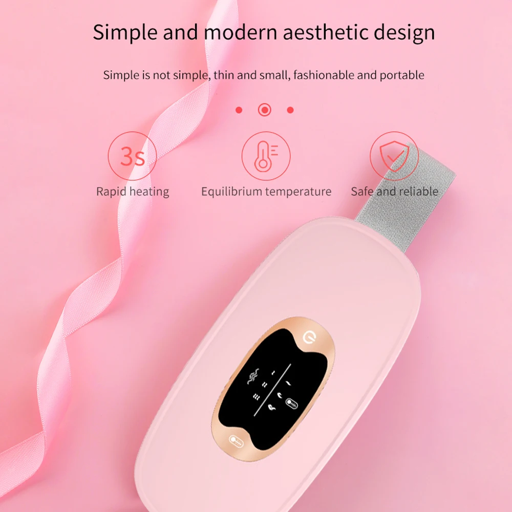 Electric Period Cramp Massager Vibrating Heating Belt for Menstrual Waist Stomach Abdominal Warm Palace Belt