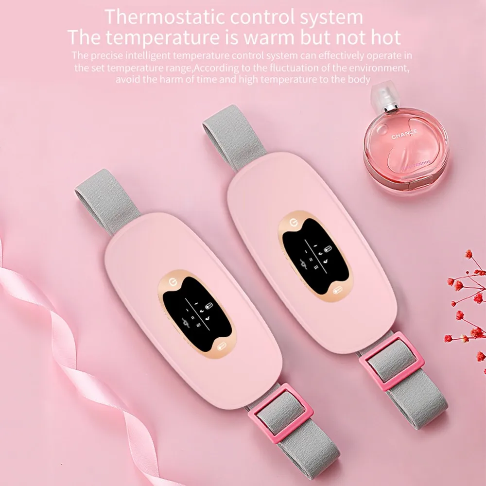 Electric Period Cramp Massager Vibrating Heating Belt for Menstrual Waist Stomach Abdominal Warm Palace Belt