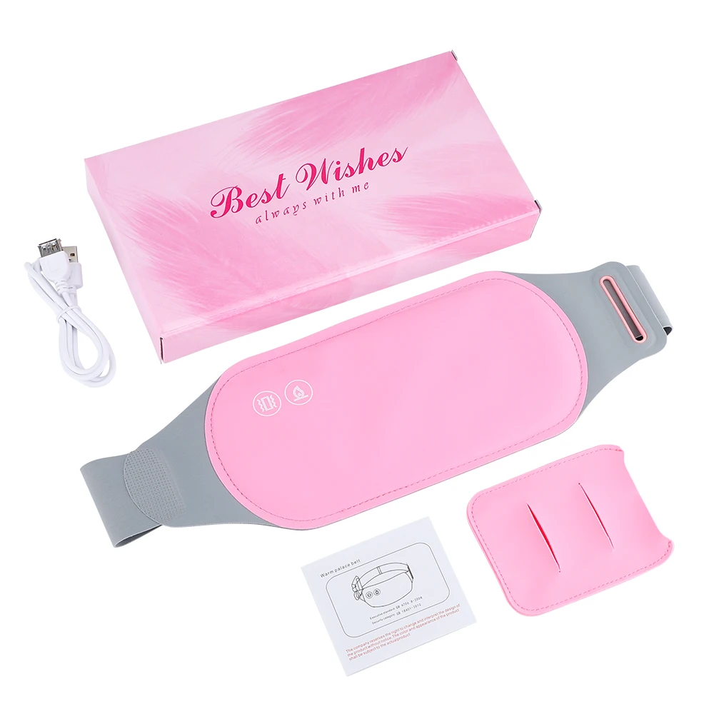 Electric Period Cramp Massager Vibrating Heating Belt for Menstrual Waist Stomach Abdominal Warm Palace Belt