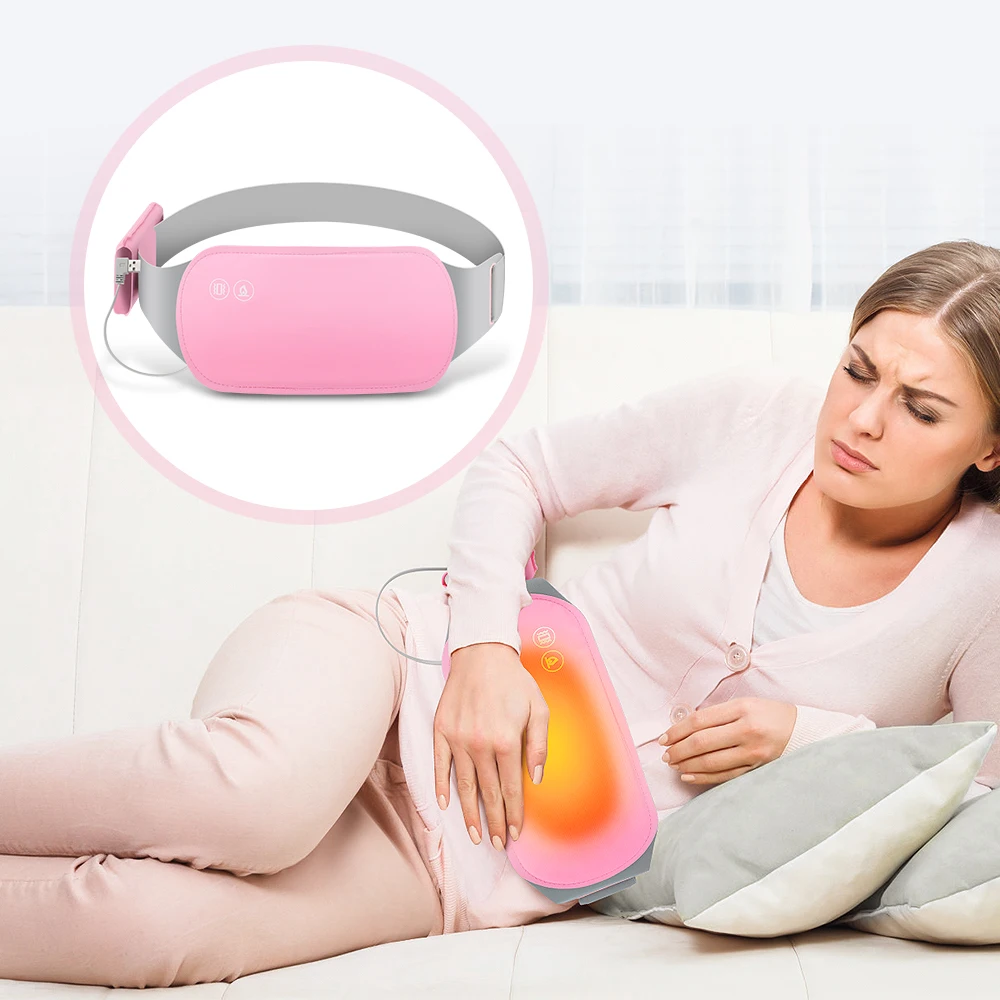 Electric Period Cramp Massager Vibrating Heating Belt for Menstrual Waist Stomach Abdominal Warm Palace Belt