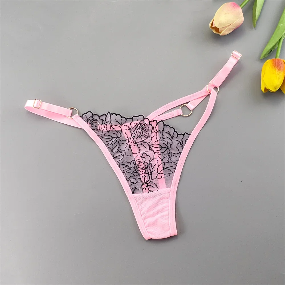 3pcs Sexy Adjustable T-Back Lace Panties Sheer Hollow-Out V-Shaped Women's Thong for Bodycon Outfits & Special Occasions