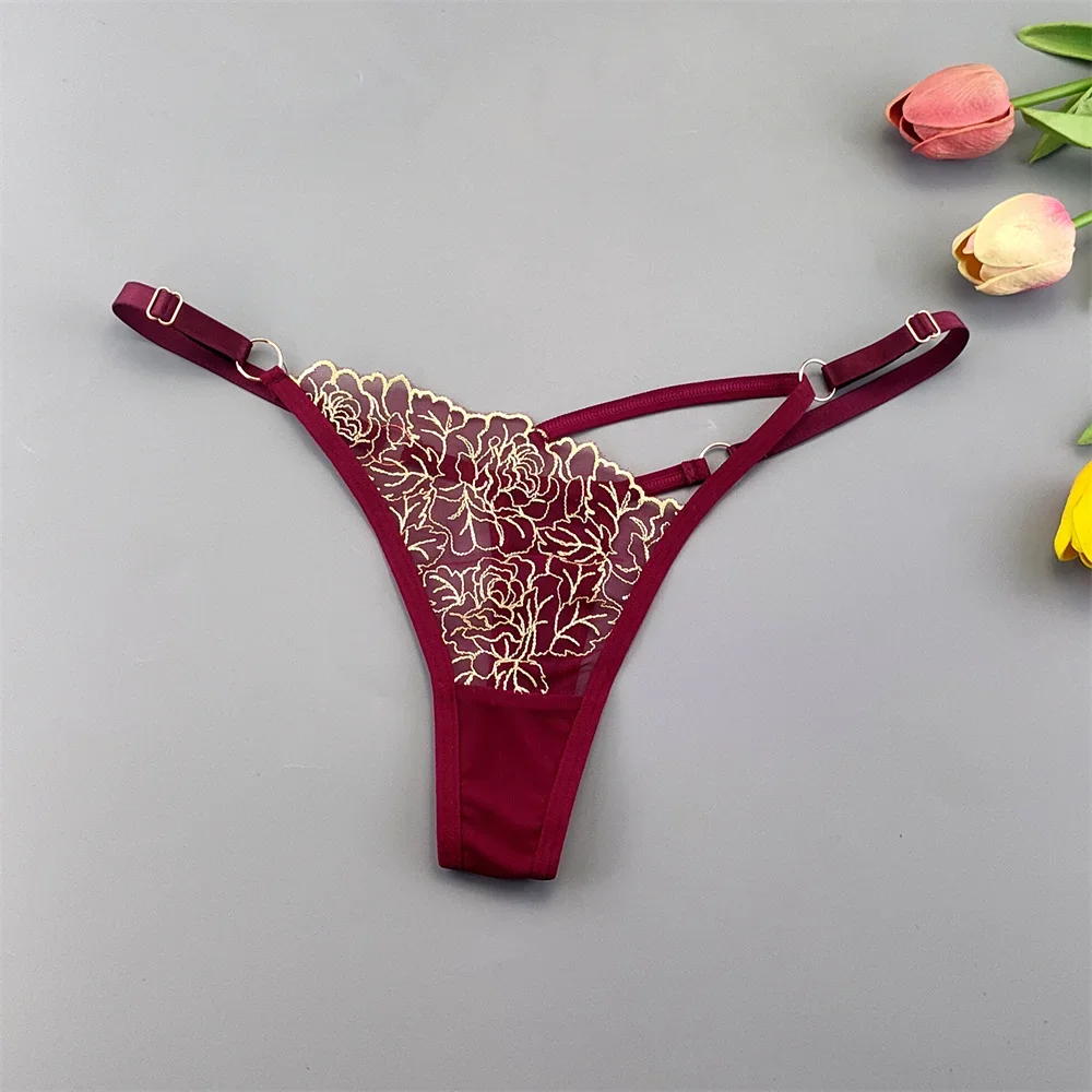 3pcs Sexy Adjustable T-Back Lace Panties Sheer Hollow-Out V-Shaped Women's Thong for Bodycon Outfits & Special Occasions