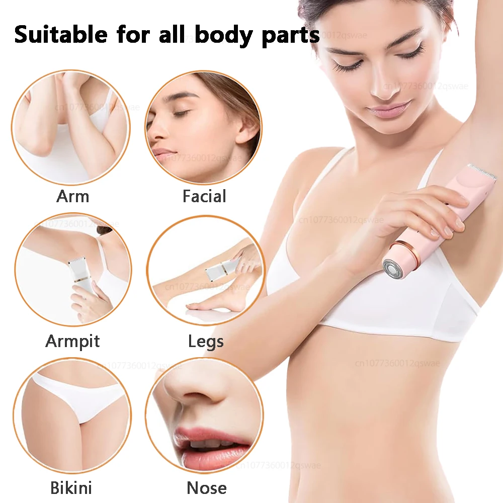 Electric Shaver for Women 2-in-1 Electric Razor for Women Legs Underarm Face Pubic Hairs Rechargeable Razor Body Hair Trimmer