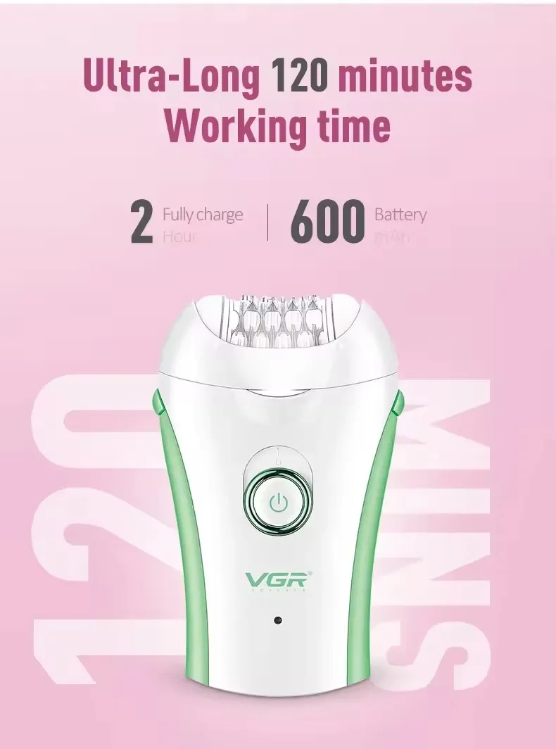 VGR Hair Remover Professional Epilator Electric Leg Body Rechargeable Underarms Portable Two Speeds Epilator for Women V-705
