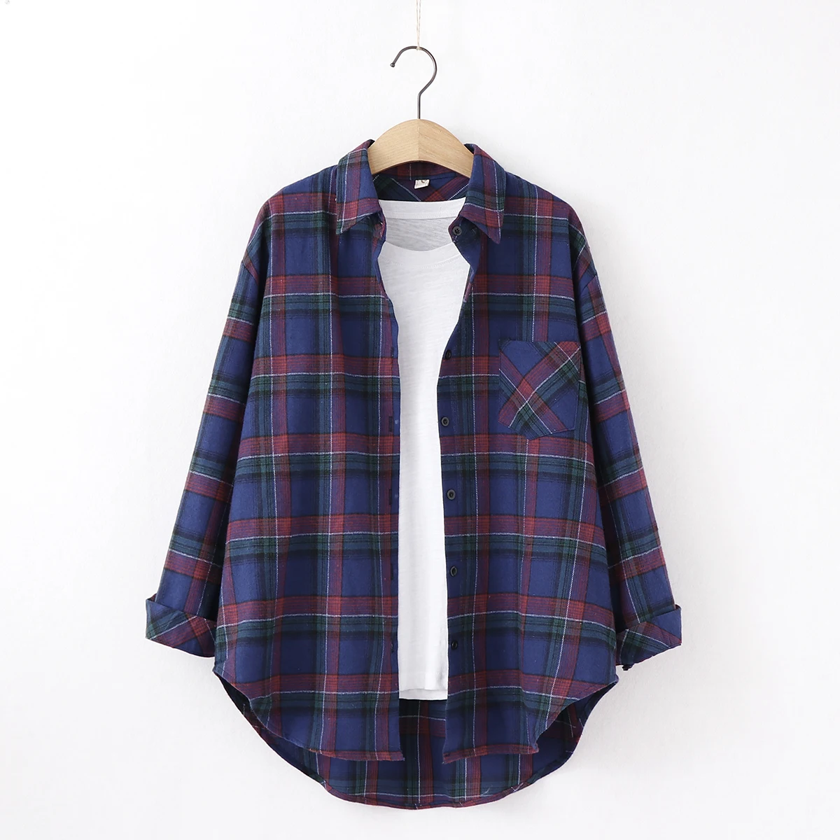 Fresh Flannel Plaid Shirt Women 2025 New Female Blouses and Tops Cotton Loose Long Sleeve Casual Shirts Fine Women's Clothes Fresh Flannel Plaid Shirt Women 2025 New Female Blouses and Tops Cotton Loose Long Sleeve Casual Shirts Fine Women's Clothes