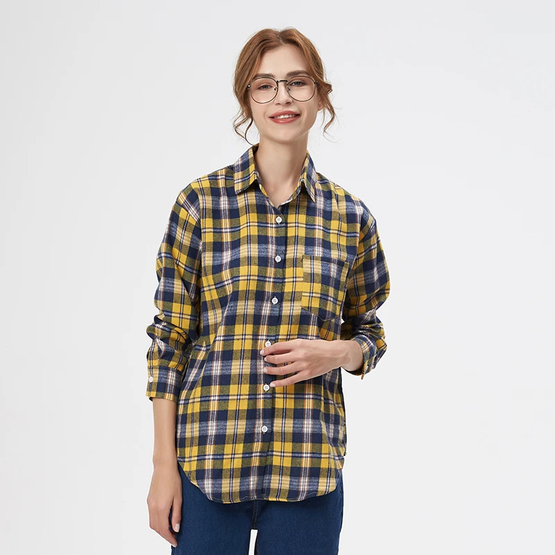 Fresh Flannel Plaid Shirt Women 2025 New Female Blouses and Tops Cotton Loose Long Sleeve Casual Shirts Fine Women's Clothes Fresh Flannel Plaid Shirt Women 2025 New Female Blouses and Tops Cotton Loose Long Sleeve Casual Shirts Fine Women's Clothes