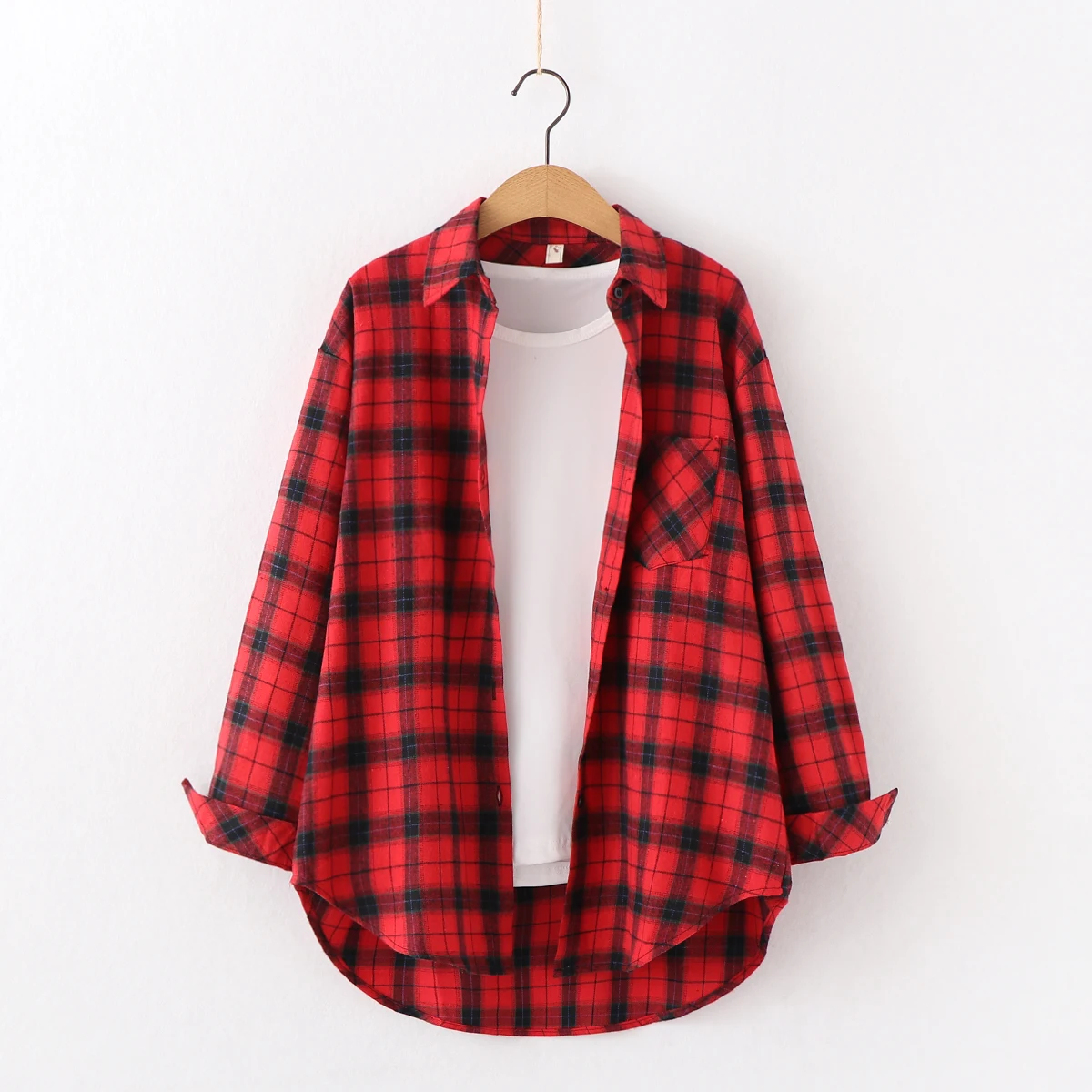 Fresh Flannel Plaid Shirt Women 2025 New Female Blouses and Tops Cotton Loose Long Sleeve Casual Shirts Fine Women's Clothes Fresh Flannel Plaid Shirt Women 2025 New Female Blouses and Tops Cotton Loose Long Sleeve Casual Shirts Fine Women's Clothes