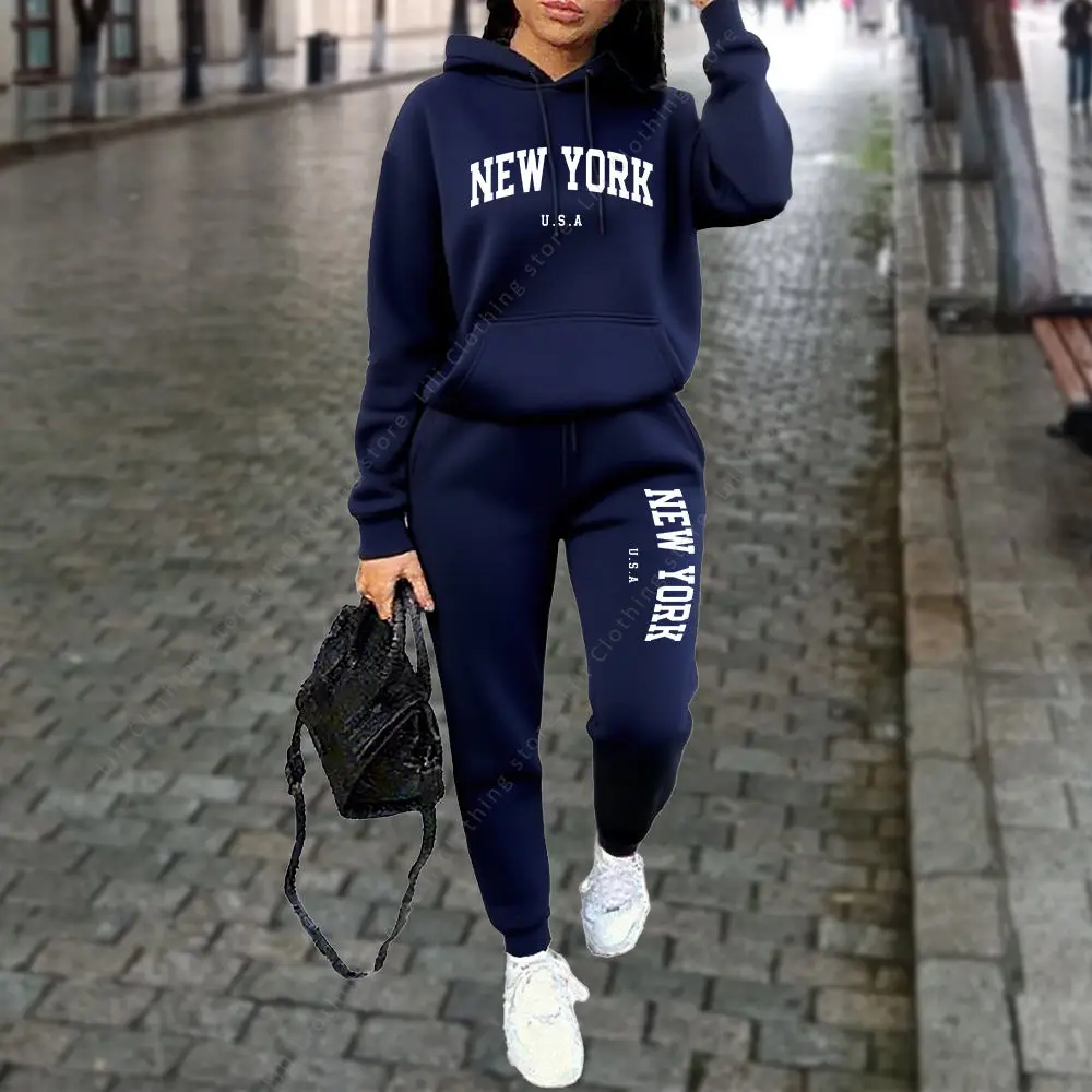 NEW YORK Women's Tracksuit Autumn Winter Hoodies Trousers 2PCS Suit Sports Jogging Street High quality Clothes Women Pants Sets NEW YORK Women's Tracksuit Autumn Winter Hoodies Trousers 2PCS Suit Sports Jogging Street High quality Clothes Women Pants Sets