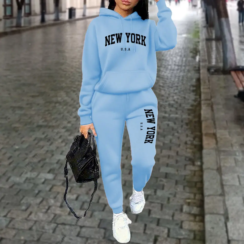 NEW YORK Women's Tracksuit Autumn Winter Hoodies Trousers 2PCS Suit Sports Jogging Street High quality Clothes Women Pants Sets NEW YORK Women's Tracksuit Autumn Winter Hoodies Trousers 2PCS Suit Sports Jogging Street High quality Clothes Women Pants Sets