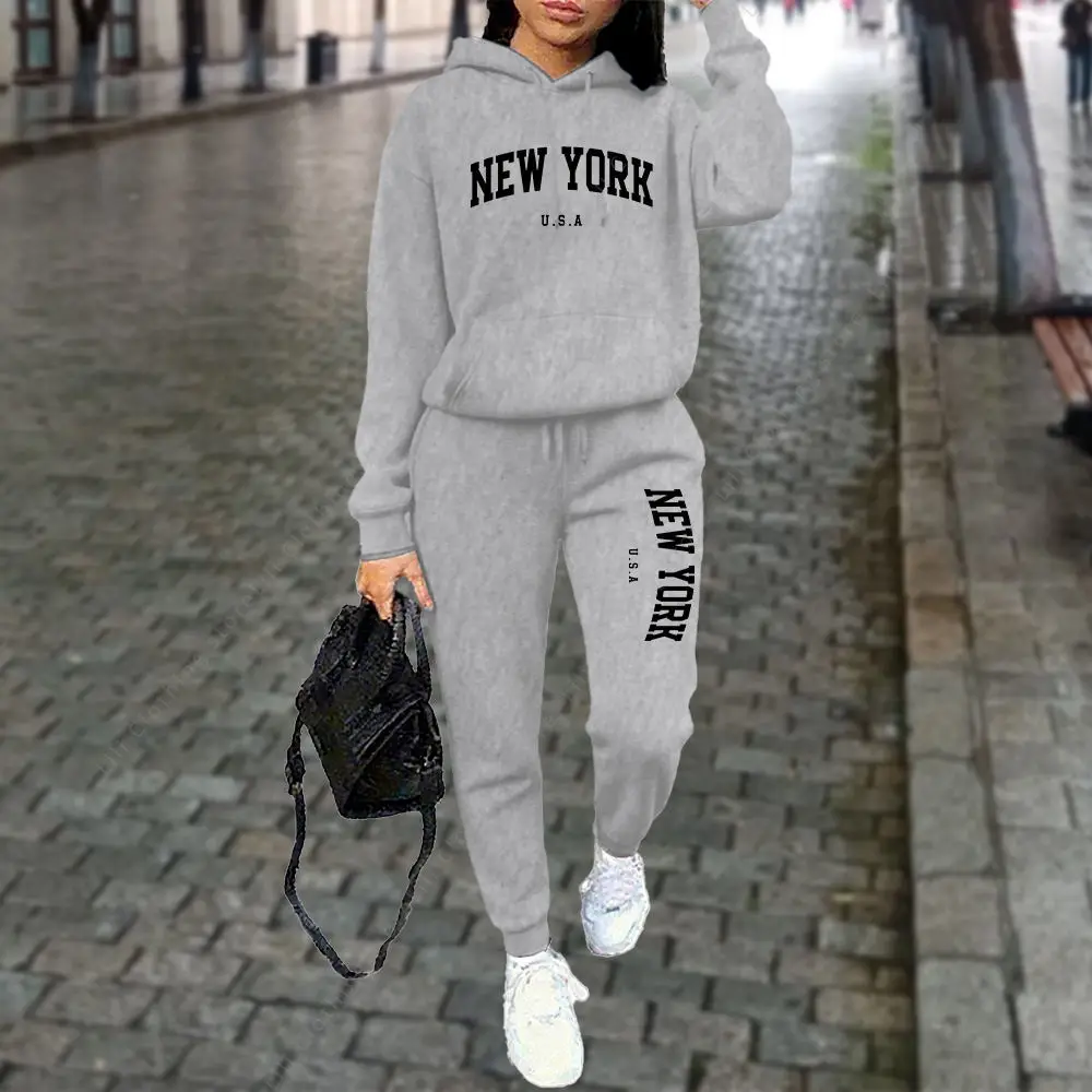 NEW YORK Women's Tracksuit Autumn Winter Hoodies Trousers 2PCS Suit Sports Jogging Street High quality Clothes Women Pants Sets NEW YORK Women's Tracksuit Autumn Winter Hoodies Trousers 2PCS Suit Sports Jogging Street High quality Clothes Women Pants Sets