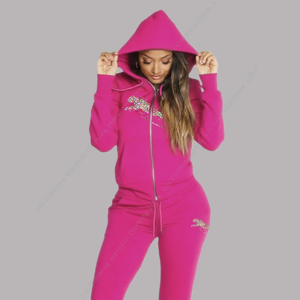 Women’s Track Suit Aesthetic Hoodies Sweatshirts Sweatpants 2 Piece Set Zipper Cardigan High quality Sportwear Woman Pants Sets