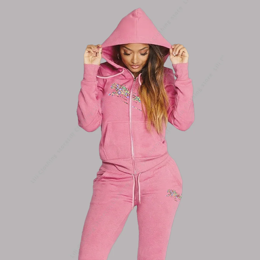 Women’s Track Suit Aesthetic Hoodies Sweatshirts Sweatpants 2 Piece Set Zipper Cardigan High quality Sportwear Woman Pants Sets