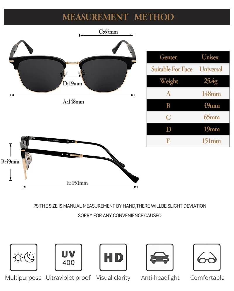 2025 Classic Polarized Sunglasses Men Women Retro Half Frame UV400 Glasses Male Popular Anti-glare Travel Driving Eyewear 2025 Classic Polarized Sunglasses Men Women Retro Half Frame UV400 Glasses Male Popular Anti-glare Travel Driving Eyewear