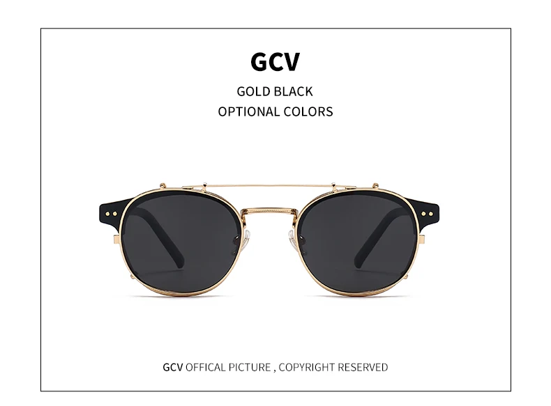 GCV Double Layer Removable Lens Sunglasses The Blu-Ray Glasses Acetate Gothic Retro Steampunk Polarized Men Women Sunglesses