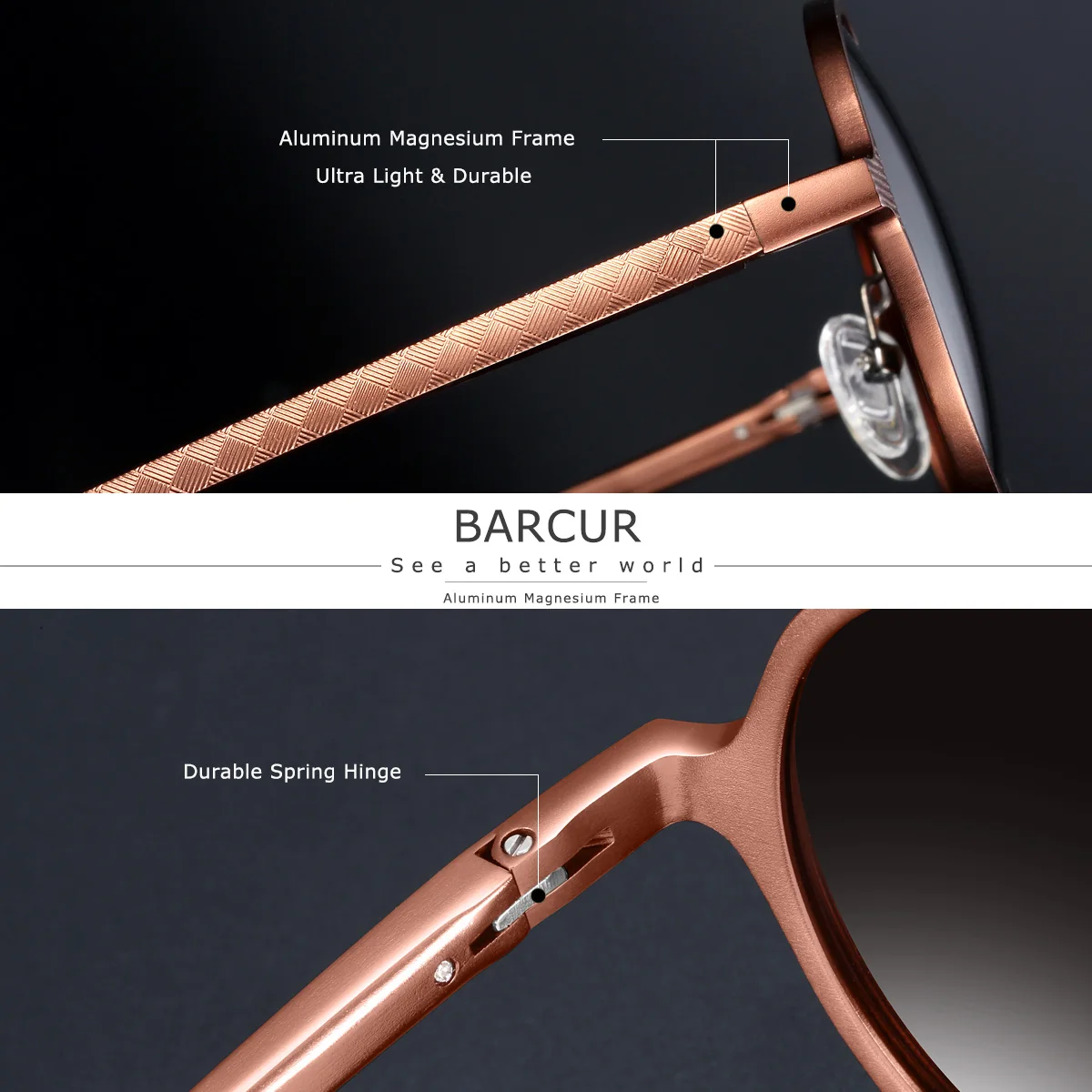 BARCUR Retro Aluminum Magnesium Alloy Circular Women Polarized Sunglasses Nostalgic Punk UV400 Men Sunglasses High end Brand Box BARCUR Retro Aluminum Magnesium Alloy Circular Women Polarized Sunglasses Nostalgic Punk UV400 Men Sunglasses High end Brand Box