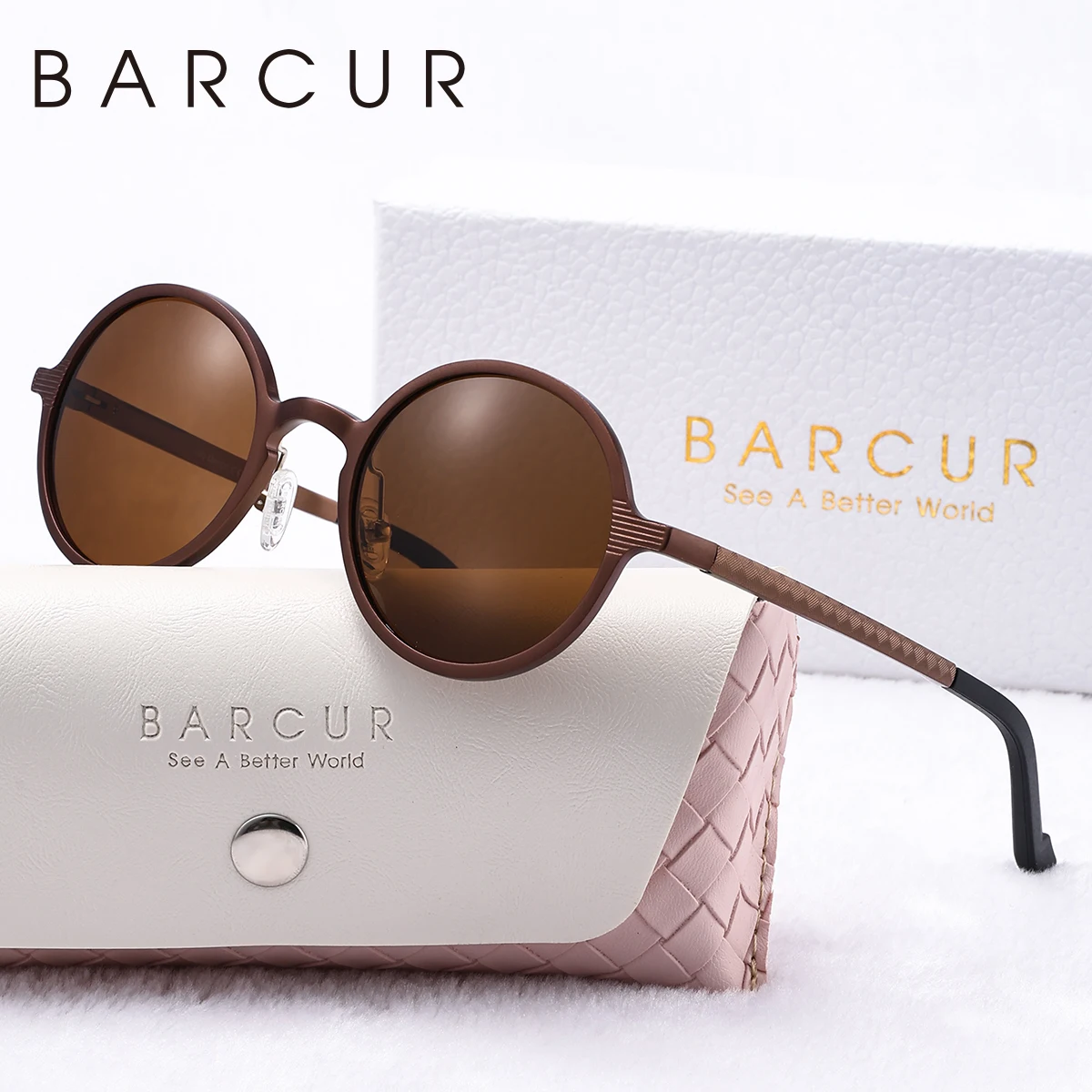 BARCUR Retro Aluminum Magnesium Alloy Circular Women Polarized Sunglasses Nostalgic Punk UV400 Men Sunglasses High end Brand Box BARCUR Retro Aluminum Magnesium Alloy Circular Women Polarized Sunglasses Nostalgic Punk UV400 Men Sunglasses High end Brand Box