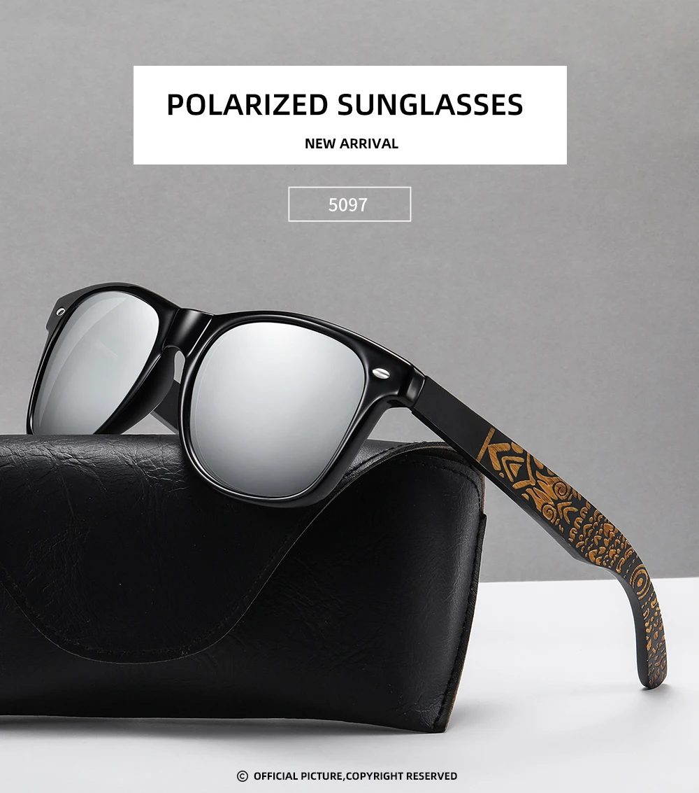 GM Brand Wooden Bamboo Polarized Men's Sunglasses Oval Frame Women Sun glasses S5097 Male Oculos de sol Masculino carton